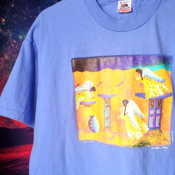 Vintage Tops - 🧚‍♀️1994 Periwinkle Angels At My Door Vintage Tee